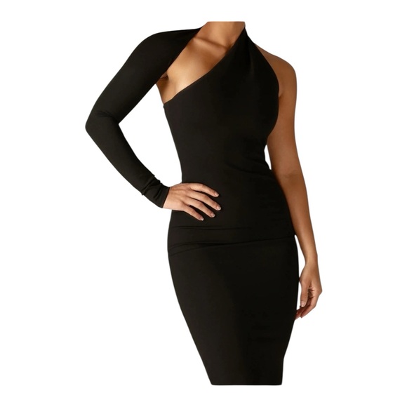 Alieva Dasha Modern Dress One Shoulder Black Stretch Bodycon Size Small - Picture 1 of 10